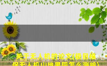 关于无人机的论文(极目植保无人机山地果园怎么测绘)