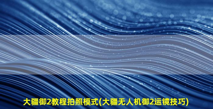 大疆御2教程拍照模式(大疆无人机御2运镜技巧)